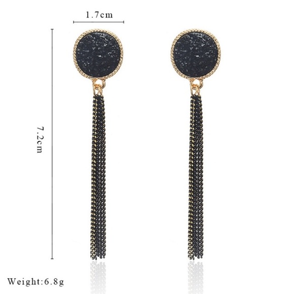 black crushed crystal gold earrings - Picture 9 of 10